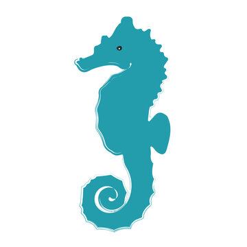 Cute doodle seahorse illustration in hand drawn minimal style. Charming ocean creature perfect for kids designs, nursery art, stickers and marine themed projects