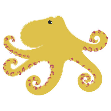 Cute doodle octopus illustration in hand drawn style. Playful ocean creature perfect for kids products, nursery decor, stickers, marine designs and educational materials.