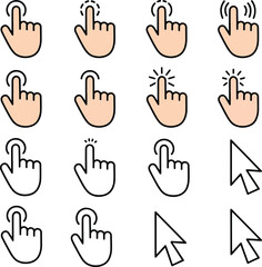 Fototapeta premium Hand Cursor Icons Set for User Interface and Digital Interaction Design
