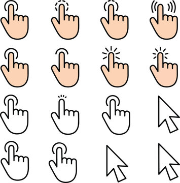 Hand Cursor Icons Set for User Interface and Digital Interaction Design