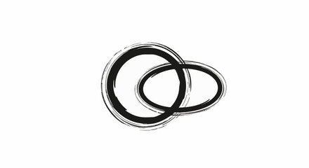 Naklejka premium Abstract interlocking circles, hand-drawn style, black ink on white background
