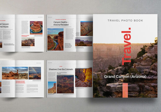White and Orange Modern Minimal Travel Photo Book Brochure Layout