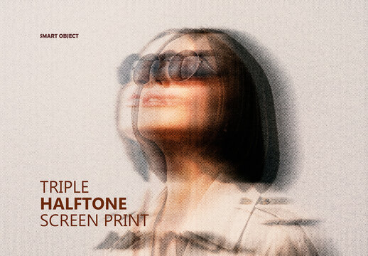 Triple Halftone Screen Print Photo Effect