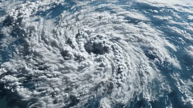 Hurricane From Space Powerful Cyclone Swirling Over Earth's Ocean Surface