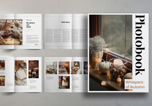 Warm Brown and Beige Cozy Minimal Autumn Photobook Brochure Layout