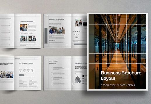 Grey and Warm Orange Modern Corporate Business Brochure Layout