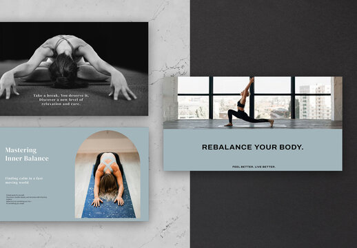 Pastel Blue Beige Minimal Elegant Wellness Yoga Digital Presentation Layout