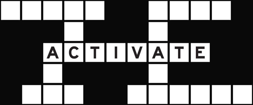 Alphabet letter in word activate on crossword puzzle background