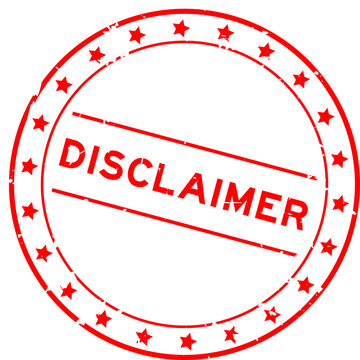Grunge red disclaimer word round rubber seal stamp on white background