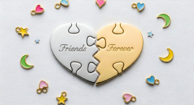 A heartbroken connection two puzzle piece hearts with scattered butterfly confetti representing loss and separation