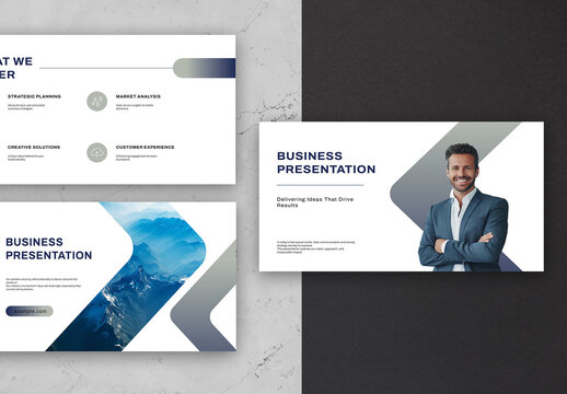 White Blue Gradient Modern Corporate Business Digital Presentation Layout