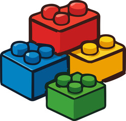 Fototapeta premium Building Blocks Toy Cartoon Illustration