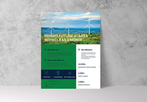 Green Blue Modern Clean Energy Flyer Layout