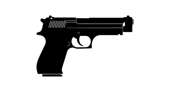 Black silhouette of a handgun a stark representation of firearm design and potential danger