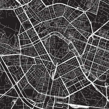 Valencia Spain Vector Map, Detailed City Street Map Black and White Minimalist Line Art