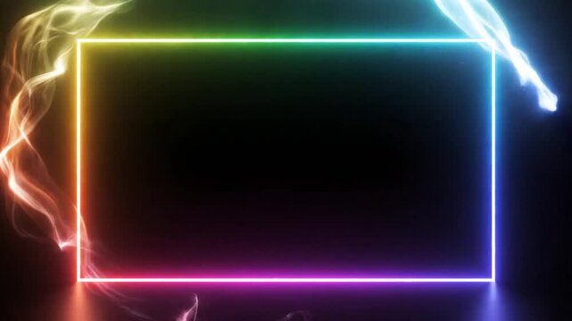 Neon rectangle light frame animation.