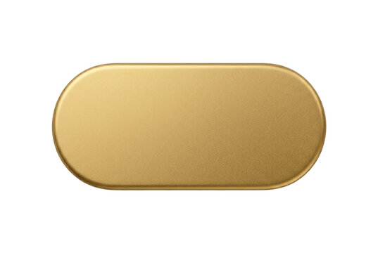 Blank metallic gold oval plaque mockup, transparent background