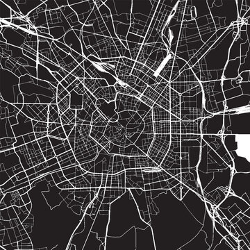 Milan Italy Vector Map, Detailed City Street Map Black and White Minimalist Line Art