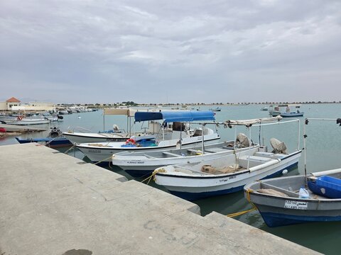 Yanbu, Saudi Arabia, 24 April 2026 - Tourist and fishing boats anchored at the scenic jetty in Yanbu, a beautiful coastal city along the Red Sea in Saudi Arabia.