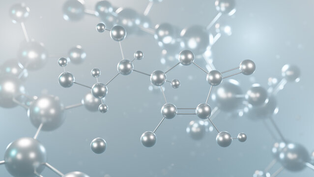 sodium ascorbate molecular structure, 3d model molecule, vitamin c derivative structural chemical formula view from a microscope