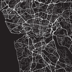 Porto Portugal Vector Map, Detailed City Street Map Black and White Minimalist Line Art © AlphaDesign