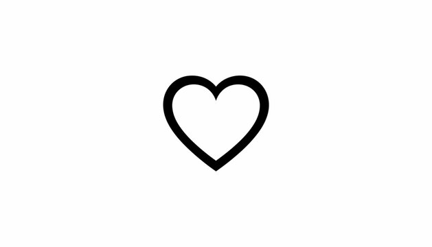Minimalist black heart shape outline icon isolated on white background.
