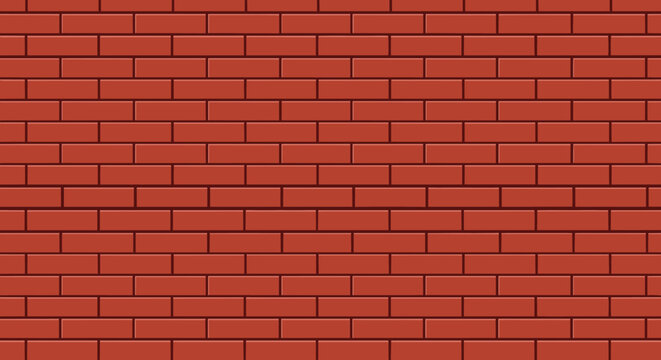 Seamless red brick wall texture with uniform blocks and dark mortar lines providing a classic industrial or urban background.