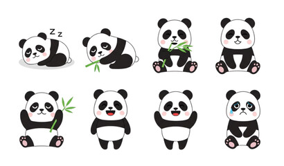 Charming panda characters a collection of adorable and expressive panda illustrations © MdRimon