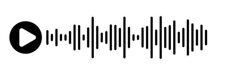 Sound wave decibel audio records simple voice message icon isolated on white background. Podcast player, music track © Iflah