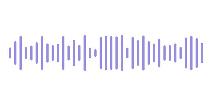 Podcast soundwave line of voice. Record music player. Mobile talk track. Message sound wave. Social network speech audio. Equalizer icon with spectrum noise. Vector illustration.