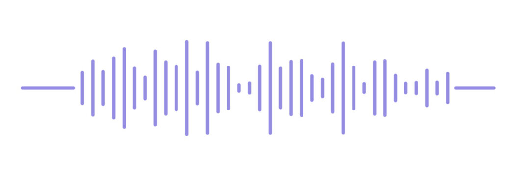 Podcast soundwave line of voice. Record music player. Mobile talk track. Message sound wave. Social network speech audio. Equalizer icon with spectrum noise. Vector illustration.