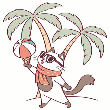 Creative SVG: Silly Birman with with a scarf in a Beach Bliss colored Summer Vacation theme