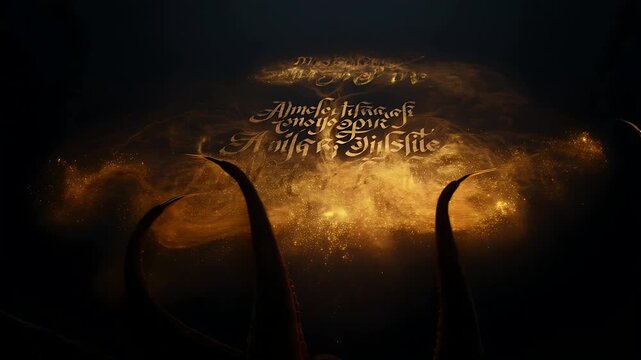Cinematic Golden Calligraphy Animation 4K Loop for Commercial Use