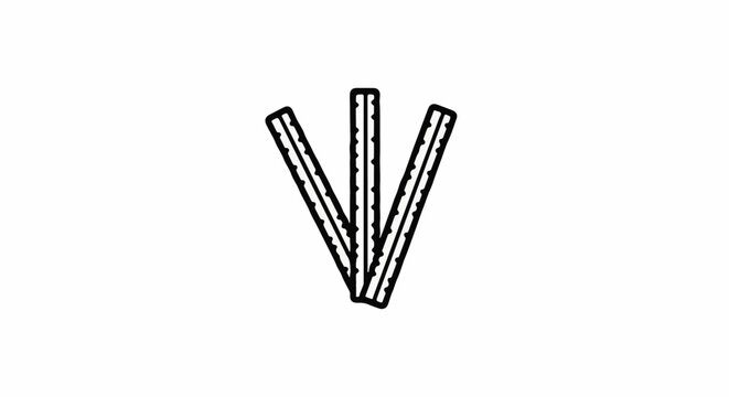 Three textured sticks arranged in a V-shape against white