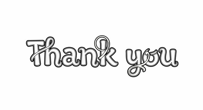 Stylized script text with shadow effect saying "Thank you" on a white background