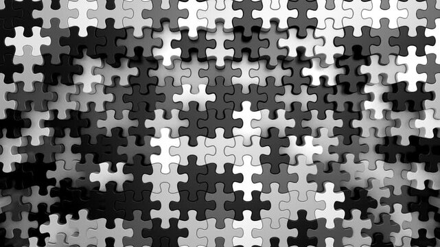 Puzzles Form a Wave. Abstract motion, 3d rendering, 4k resolution
