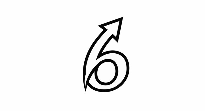 Stylized numeral 6 with upward pointing arrow