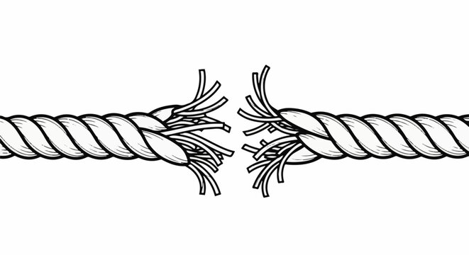 Thick rope fraying in the middle, showing strands