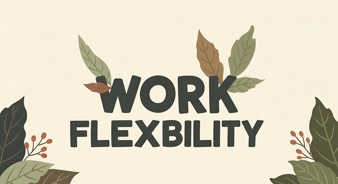 Flexible Work Concept with Leaves Design.