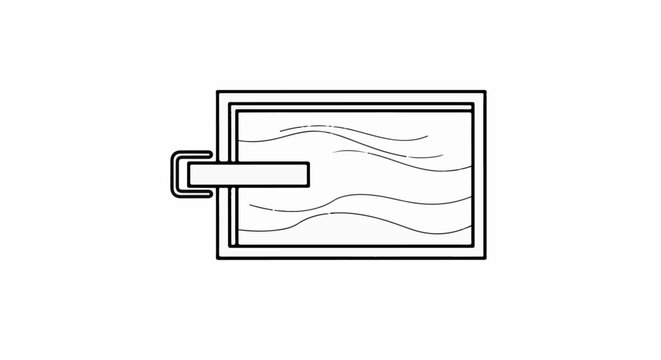 Stylized outline of a swimming pool with a diving board and rippling water