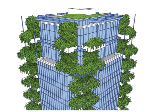 Eco-friendly skyscraper with vertical gardens and green architecture