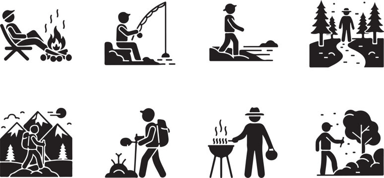 Black and white of people performing various activities and jobs professions de