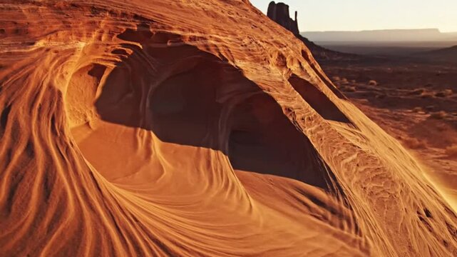 Monument Valley Sandstone Swirls at Sunset - Arizona Desert Landscape