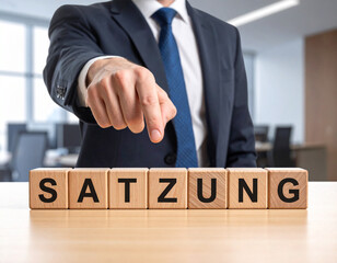 Obraz premium Satzung - Geschäftsmann zeigt auf den Text 