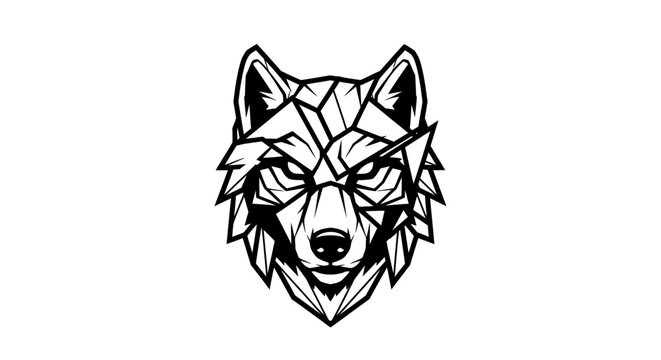 Geometric wolf head illustration on white background for design and branding