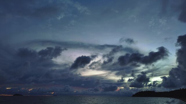 Fiji - Timelapse shot of a partly cloudy sunrise.