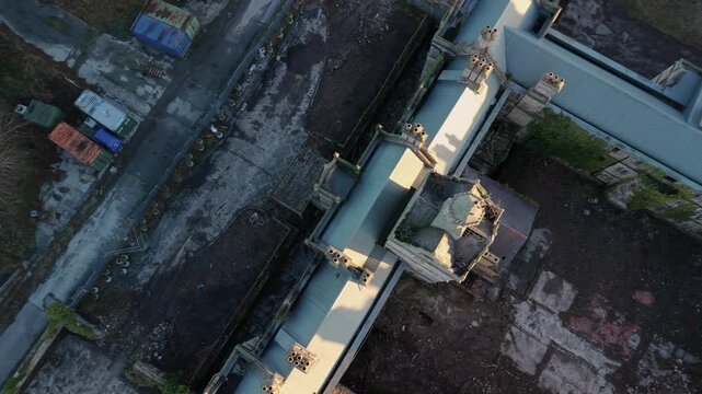 The North Wales Hospital - Denbigh Mental Asylum In Denbigh, North Wales, United Kingdom. Aerial Topdown Shot