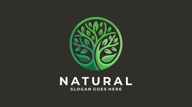 A beautifully designed logo featuring a stylized tree in vibrant green hues, representing nature's purity and sustainability with a modern touch. Ideal for eco-friendly brands.
