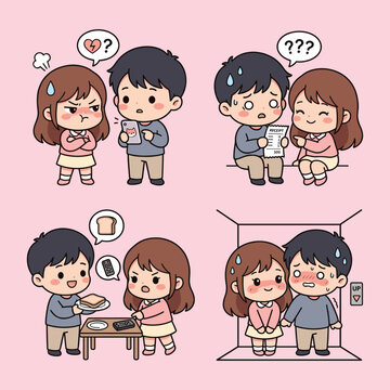 Chibi Couple Jealous Funny Moments in Relationships