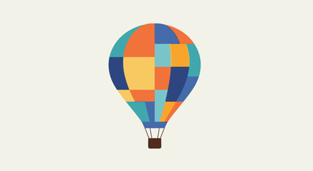 Naklejka premium A hot air balloon flies high in clear sky with vibrant colors